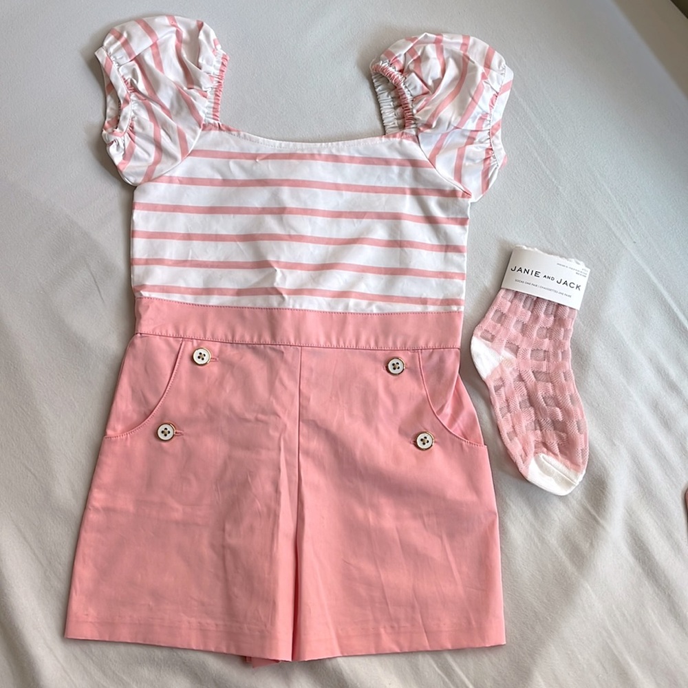 Janie and Jack NWT tailored romper with matching socks